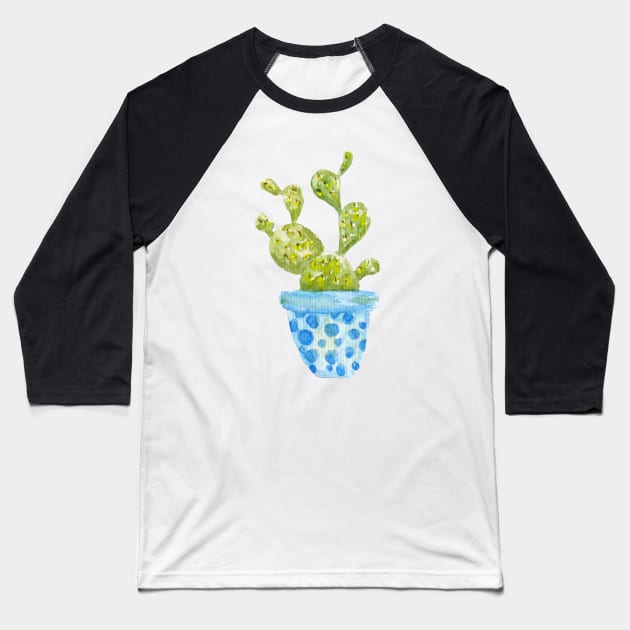 Watercolor cactus Baseball T-Shirt by lisenok